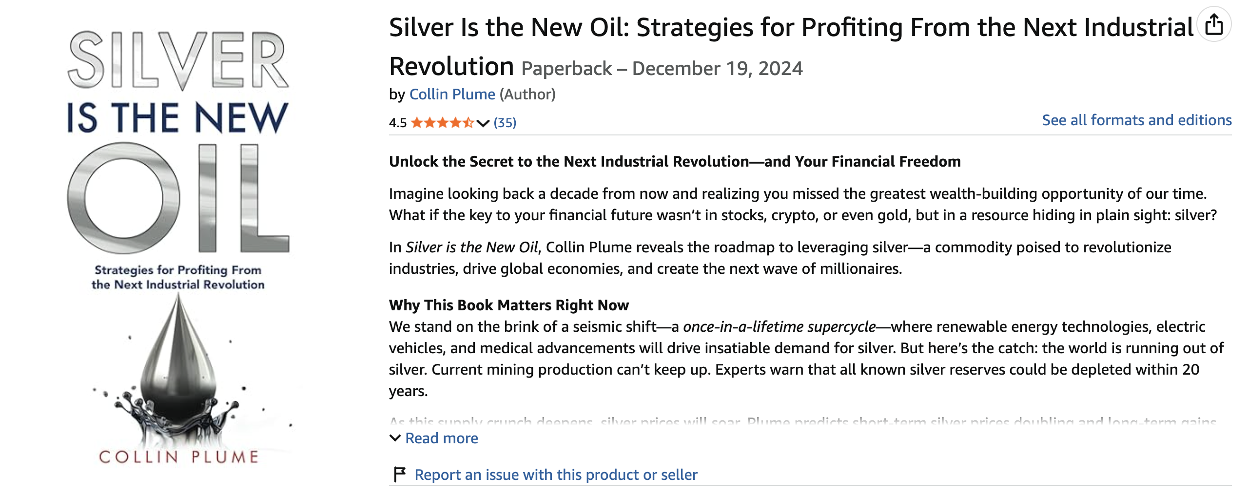 Silver is the New Oil on Amazon
